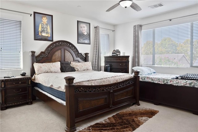 1714 Graybark Ave, Clovis, CA 93619 - bedroom with visible vents, ceiling fan, and light colored carpet