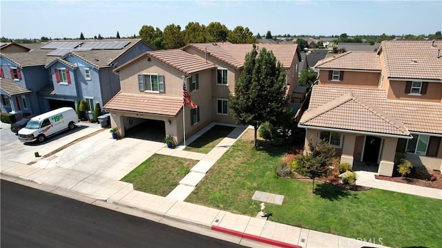 1714 Graybark Ave, Clovis, CA 93619 - view of front of house with stucco siding, a residential view, and a tile roof
