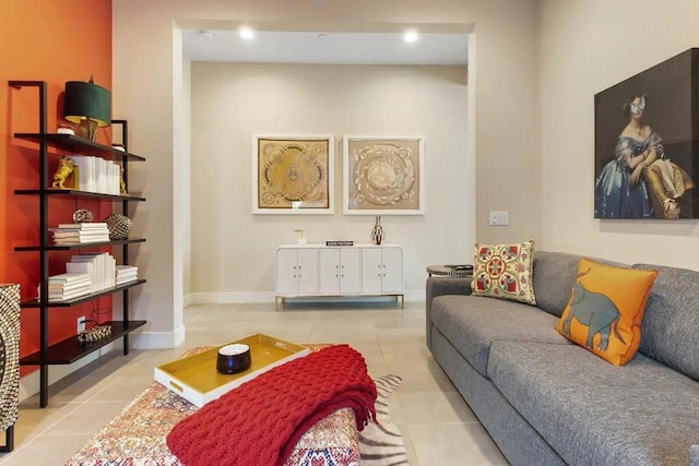 view of tiled living room