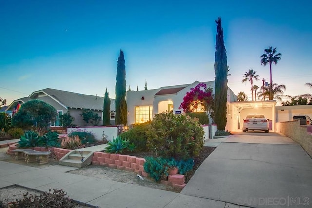 view of front of home with a garage