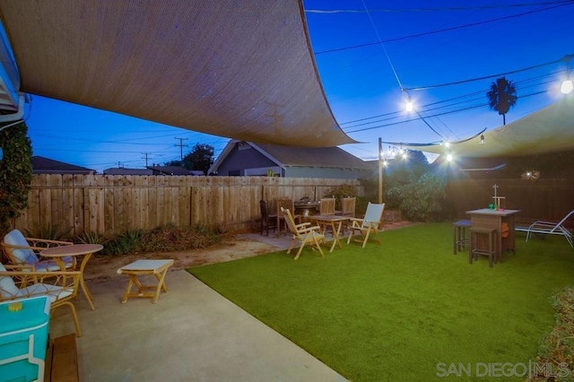 view of yard with a patio area