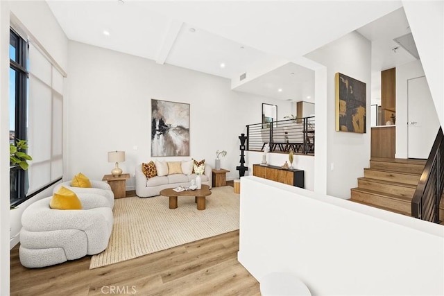 living room featuring light hardwood / wood-style flooring