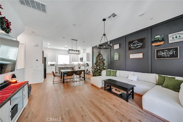 living room featuring light hardwood / wood-style flooring