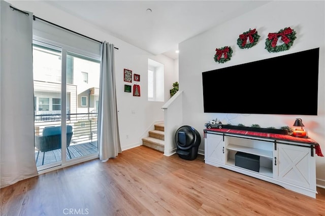 living room with light wood-type flooring