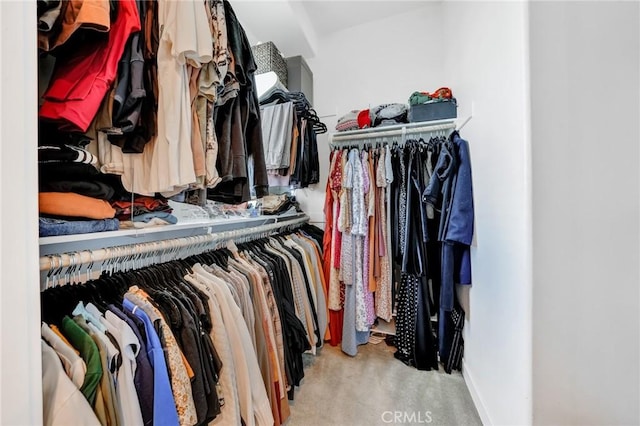 spacious closet with light carpet