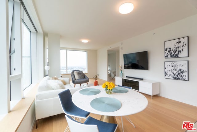 dining area with light hardwood / wood-style flooring