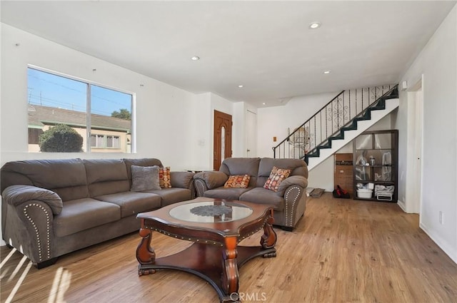 living room featuring light hardwood / wood-style flooring