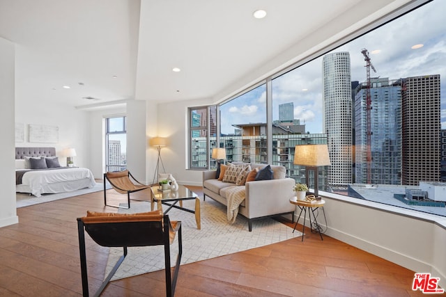 bedroom with hardwood / wood-style floors