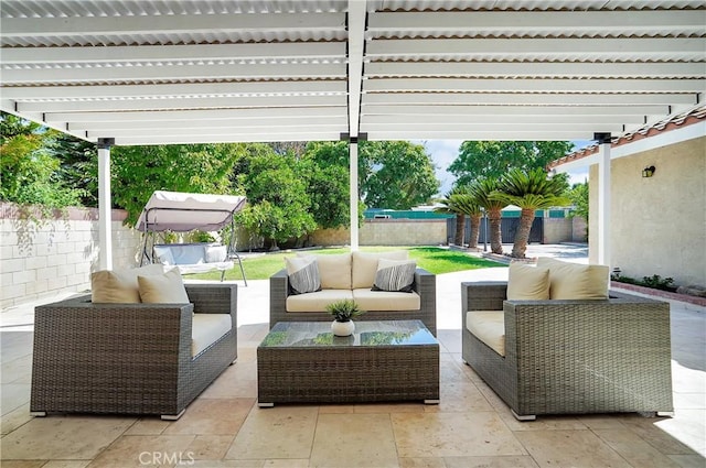 view of patio / terrace featuring an outdoor living space