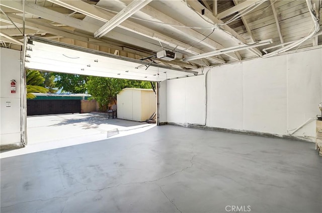 garage with a garage door opener