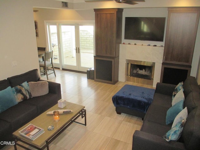 living room with french doors