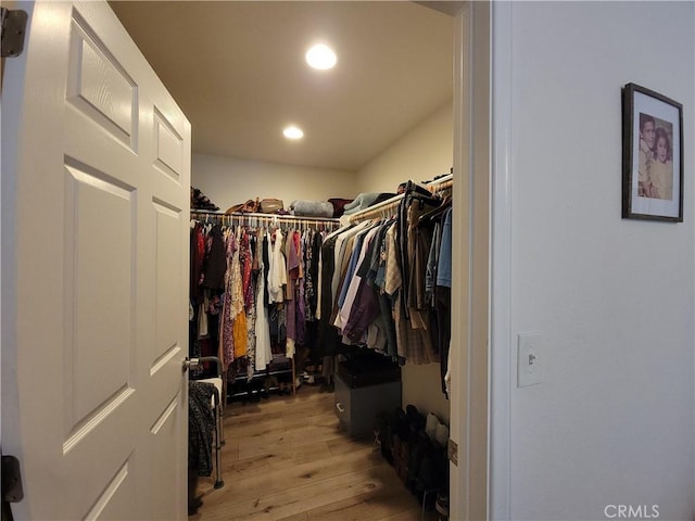 spacious closet with light wood-type flooring