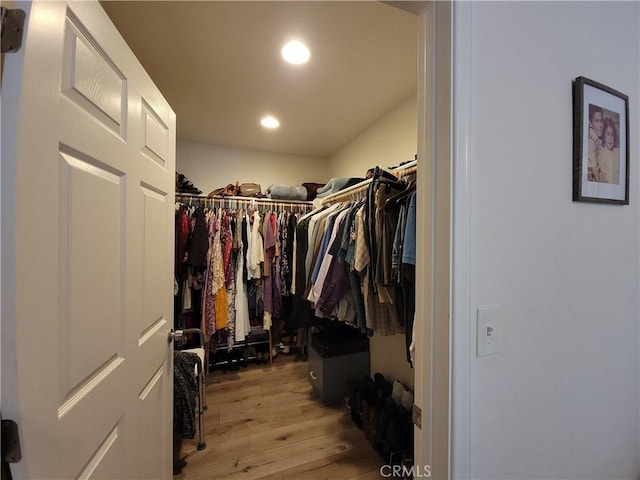 spacious closet with light wood-type flooring