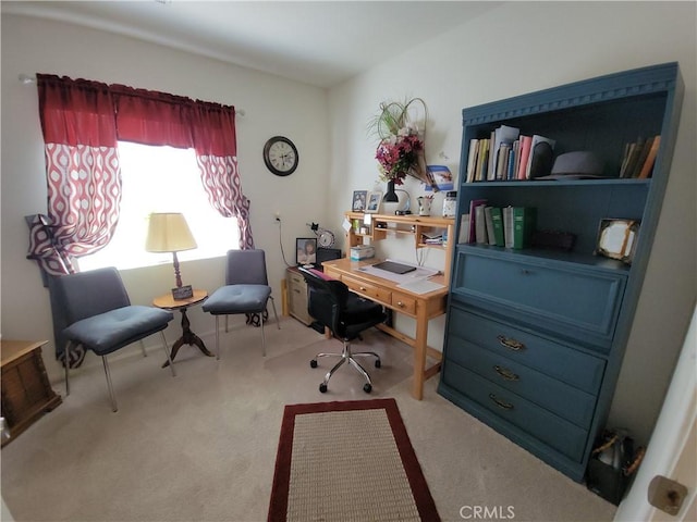 view of carpeted home office