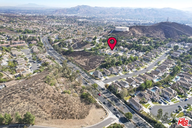 aerial view with a mountain view