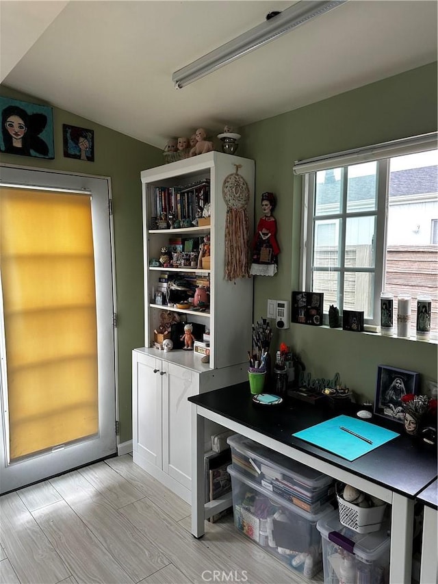 office featuring vaulted ceiling