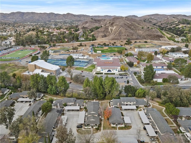 aerial view featuring a mountain view