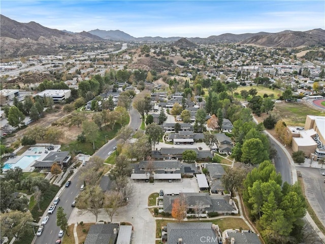 aerial view featuring a mountain view