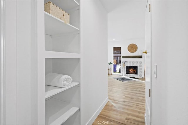 hallway featuring wood-type flooring