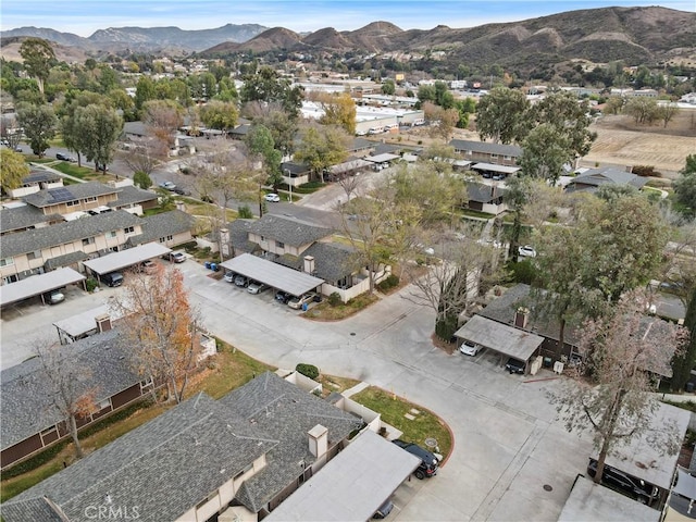 drone / aerial view with a mountain view