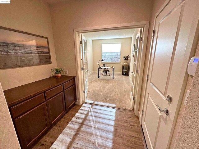 dining space with light hardwood / wood-style floors and sink