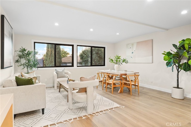 living room with light hardwood / wood-style floors