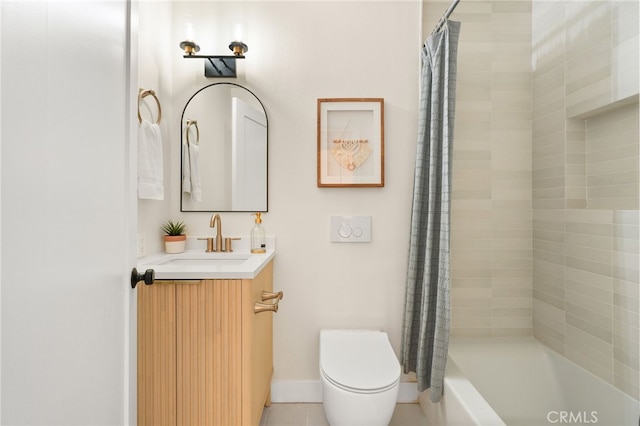 full bathroom featuring toilet, vanity, and shower / bath combo