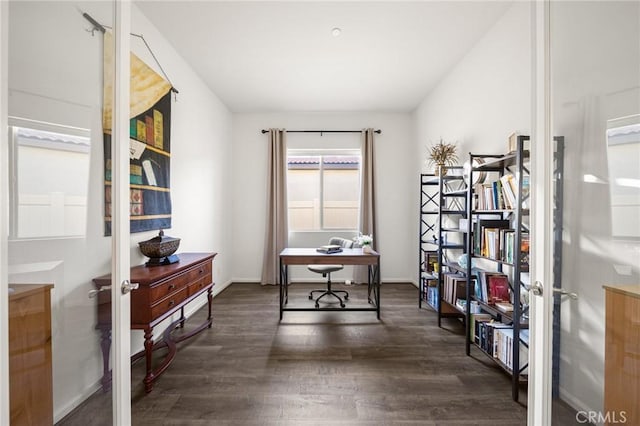 office area featuring dark hardwood / wood-style flooring