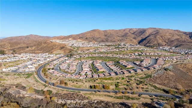 birds eye view of property featuring a mountain view