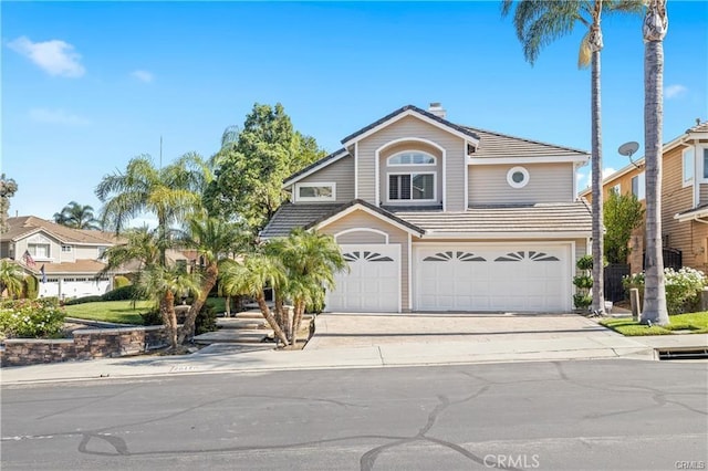 view of property featuring a garage