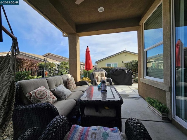 view of patio with an outdoor living space