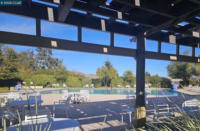 view of swimming pool with a patio area