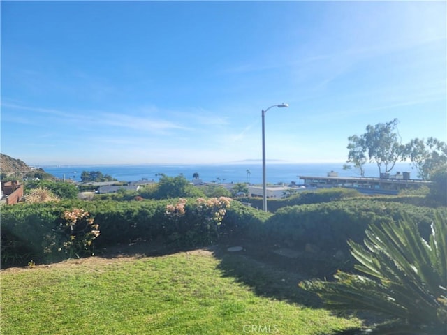 view of yard with a water view