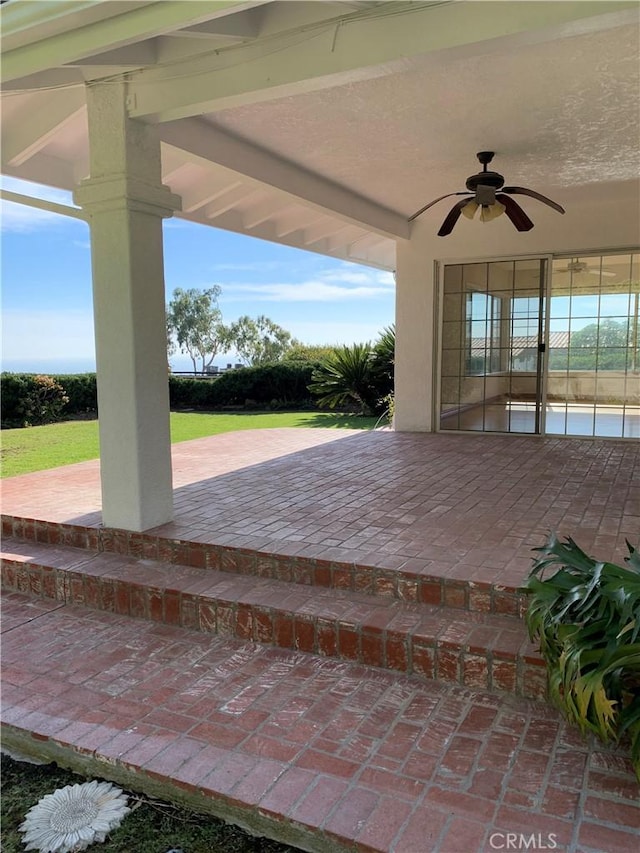 view of patio / terrace with ceiling fan