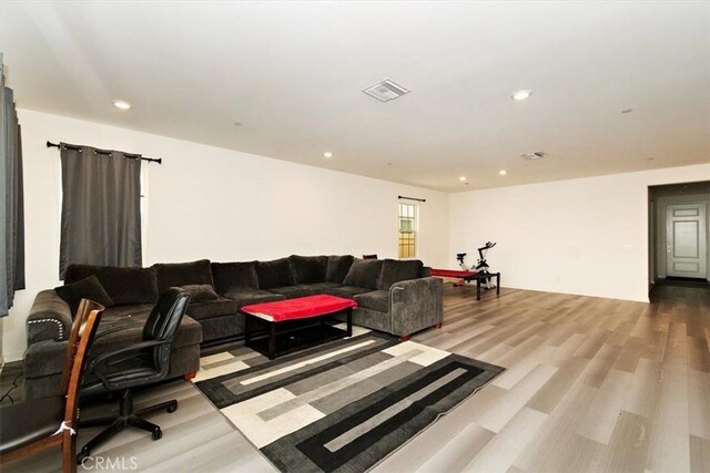 living room with light wood-type flooring