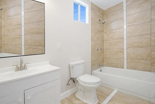 full bathroom with tile patterned floors, vanity, toilet, and tiled shower / bath