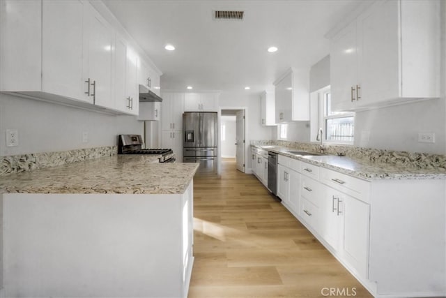 kitchen featuring white cabinets, sink, and appliances with stainless steel finishes