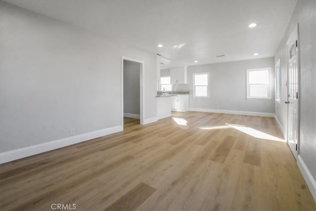 unfurnished living room featuring light hardwood / wood-style floors