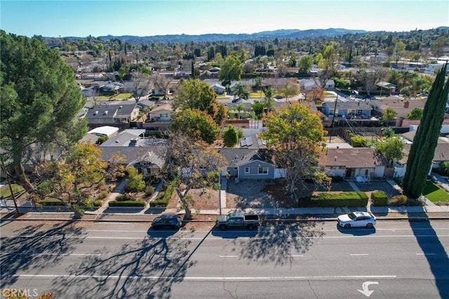 aerial view with a mountain view