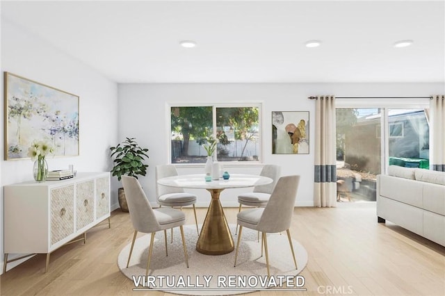 dining area featuring light hardwood / wood-style flooring