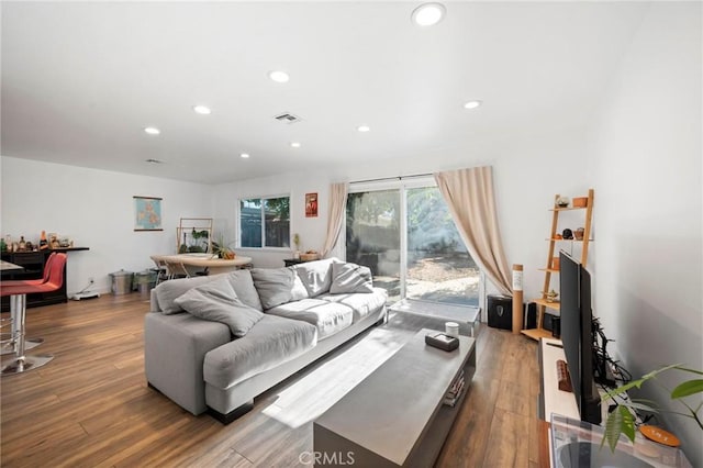 living room featuring hardwood / wood-style flooring