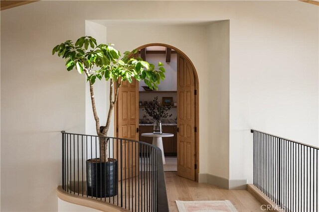 interior space with light hardwood / wood-style flooring