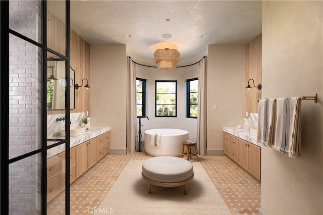 bathroom featuring vanity and a bathing tub