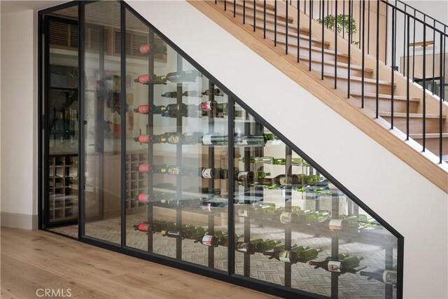 wine area with wood-type flooring