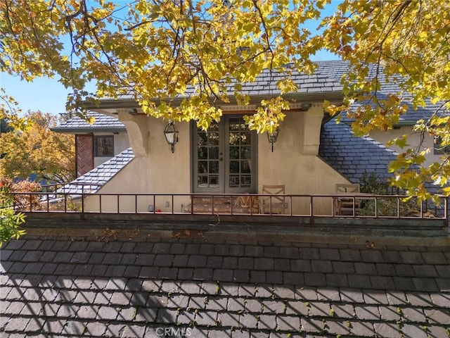 view of home's exterior with french doors