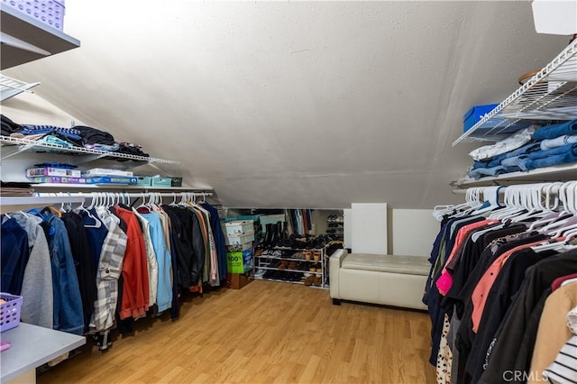 spacious closet featuring light hardwood / wood-style flooring