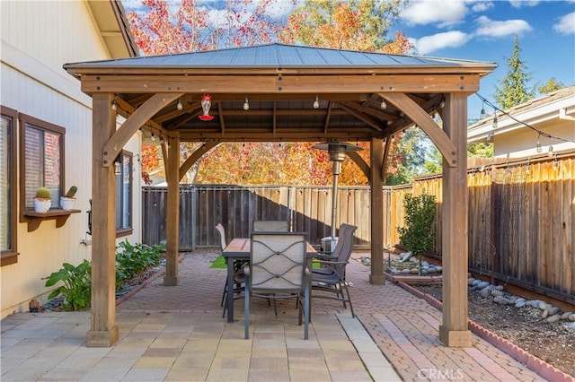 view of patio / terrace with a gazebo