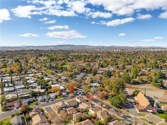 bird's eye view with a mountain view