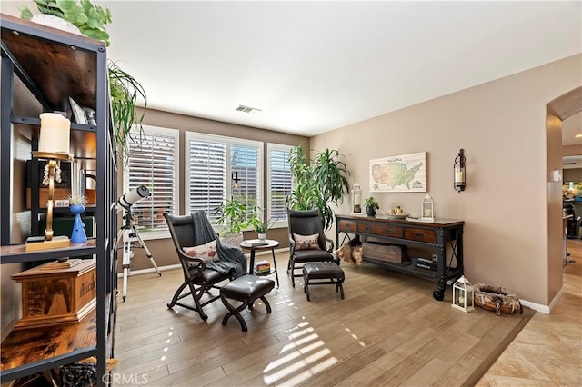 living area featuring wood-type flooring