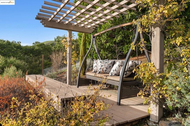 view of patio / terrace featuring outdoor lounge area and a wooden deck